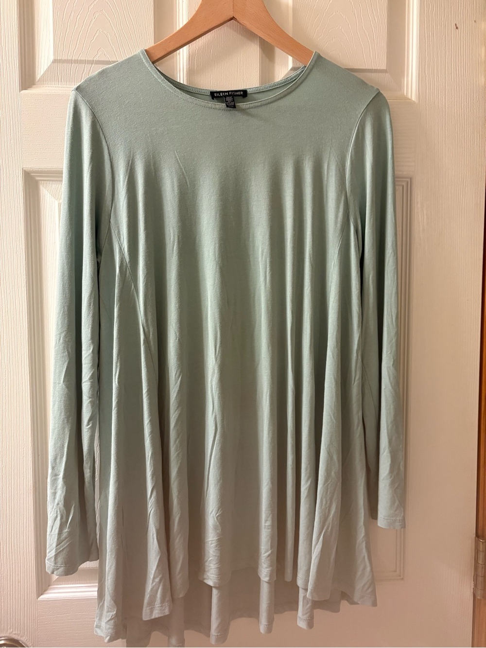 Eileen Fisher Medium Sage Green Long Sleeve A-Line Swing Tunic Top